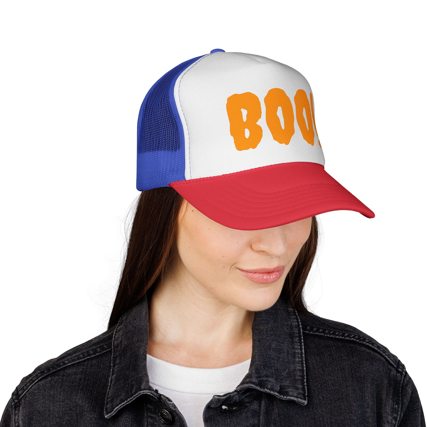 Halloween Trucker Cap, Fun Boo Hat for Fall Festivities, Spooky Costume Accessory, Perfect for Parties & Trick-or-Treating