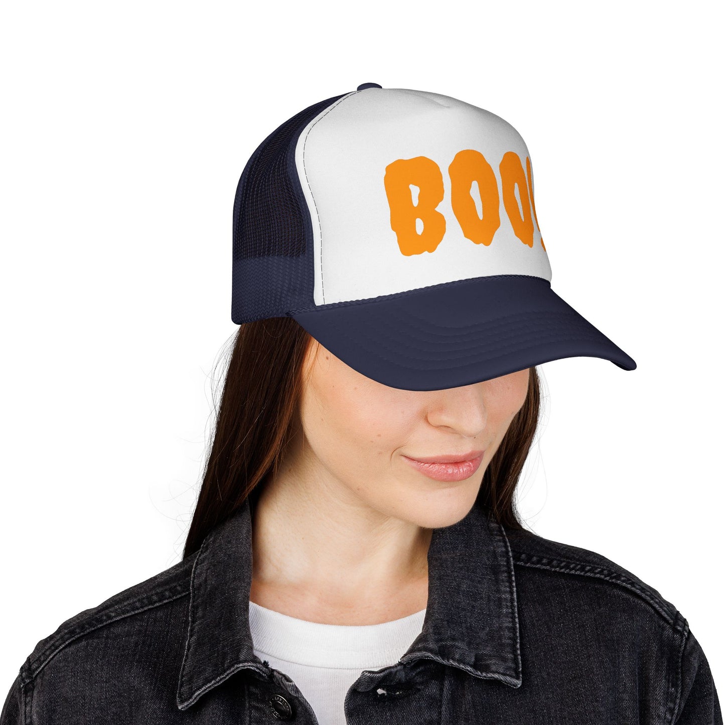 Halloween Trucker Cap, Fun Boo Hat for Fall Festivities, Spooky Costume Accessory, Perfect for Parties & Trick-or-Treating