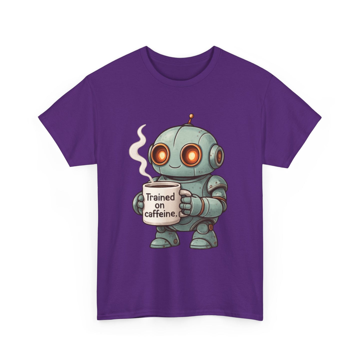 Caffeinated Robot Tee - Fun Graphic T-Shirt, Gift for Coffee Lovers, Retro Robot Design, Unisex Cotton Tee, Casual Everyday Wear