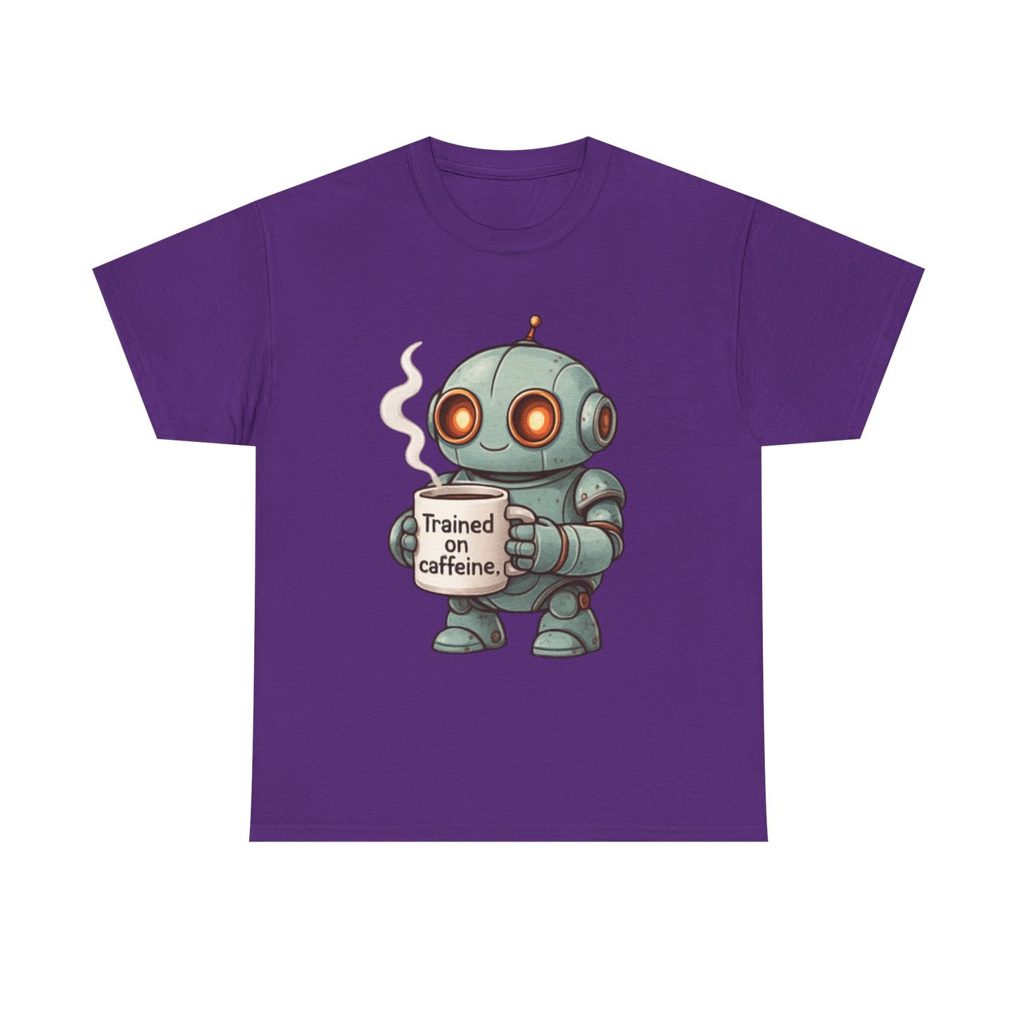 Caffeinated Robot Tee - Fun Graphic T-Shirt, Gift for Coffee Lovers, Retro Robot Design, Unisex Cotton Tee, Casual Everyday Wear