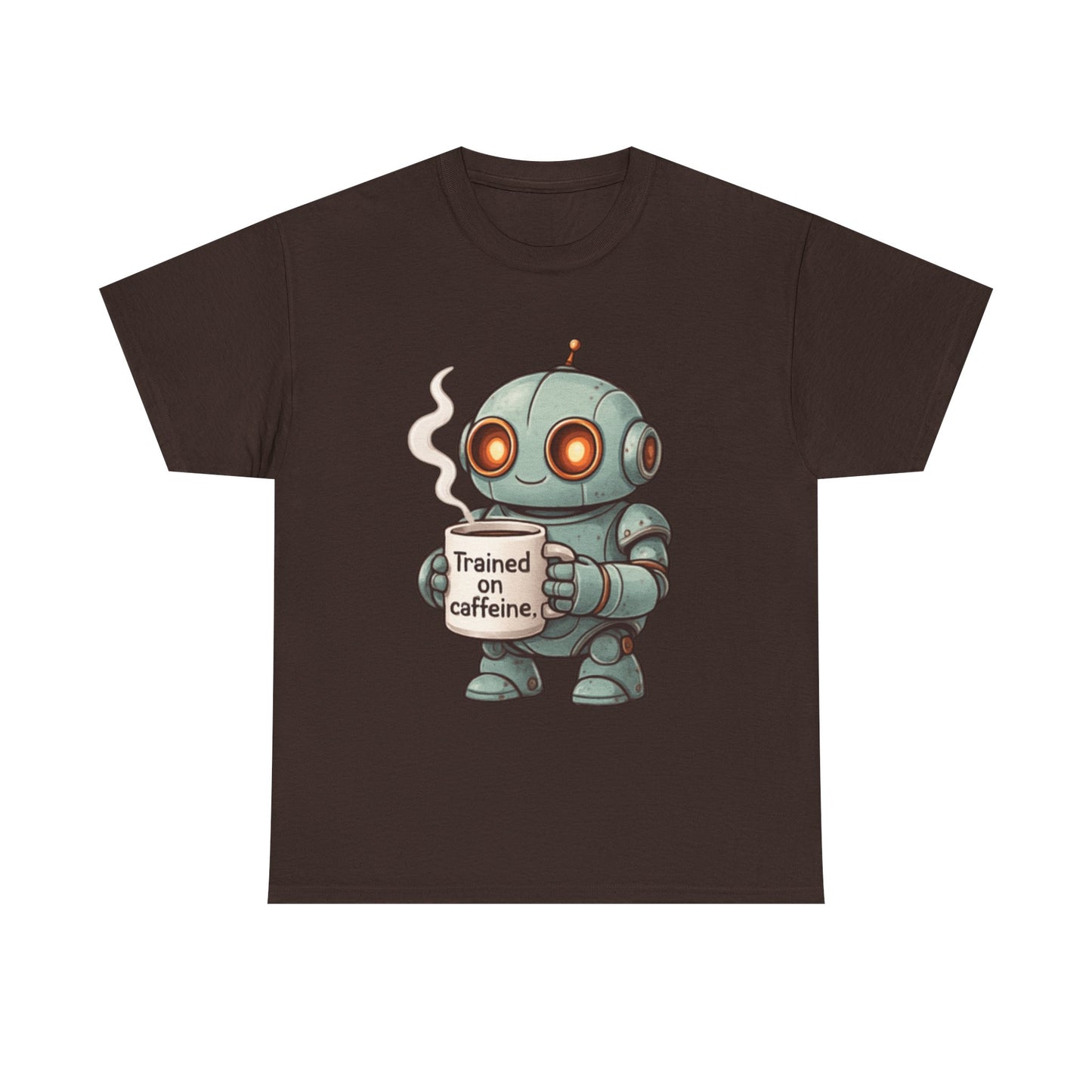 Caffeinated Robot Tee - Fun Graphic T-Shirt, Gift for Coffee Lovers, Retro Robot Design, Unisex Cotton Tee, Casual Everyday Wear