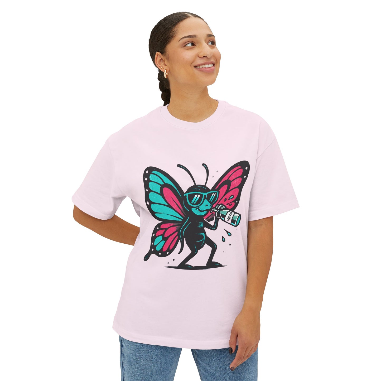 Cool Butterfly Graphic Boxy Tee - Unisex Oversized T-Shirt, Casual Wear, Summer Style, Festival Outfit, Gift for Nature Lovers