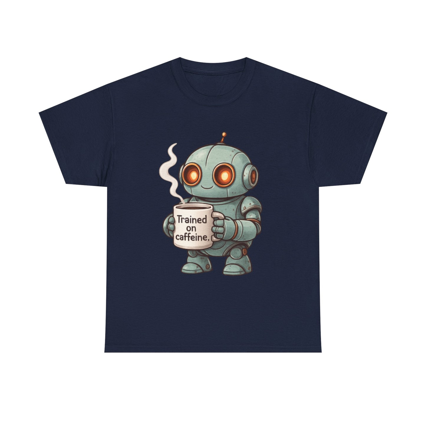 Caffeinated Robot Tee - Fun Graphic T-Shirt, Gift for Coffee Lovers, Retro Robot Design, Unisex Cotton Tee, Casual Everyday Wear