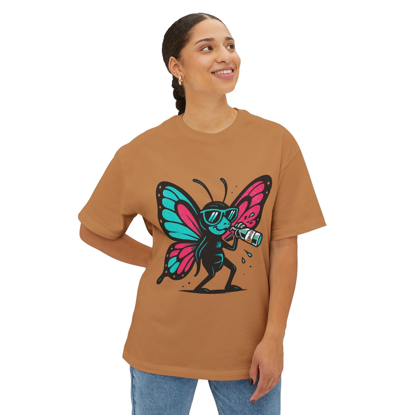Cool Butterfly Graphic Boxy Tee - Unisex Oversized T-Shirt, Casual Wear, Summer Style, Festival Outfit, Gift for Nature Lovers