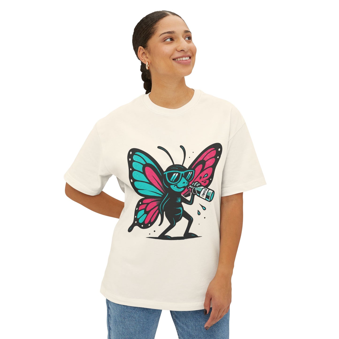 Cool Butterfly Graphic Boxy Tee - Unisex Oversized T-Shirt, Casual Wear, Summer Style, Festival Outfit, Gift for Nature Lovers