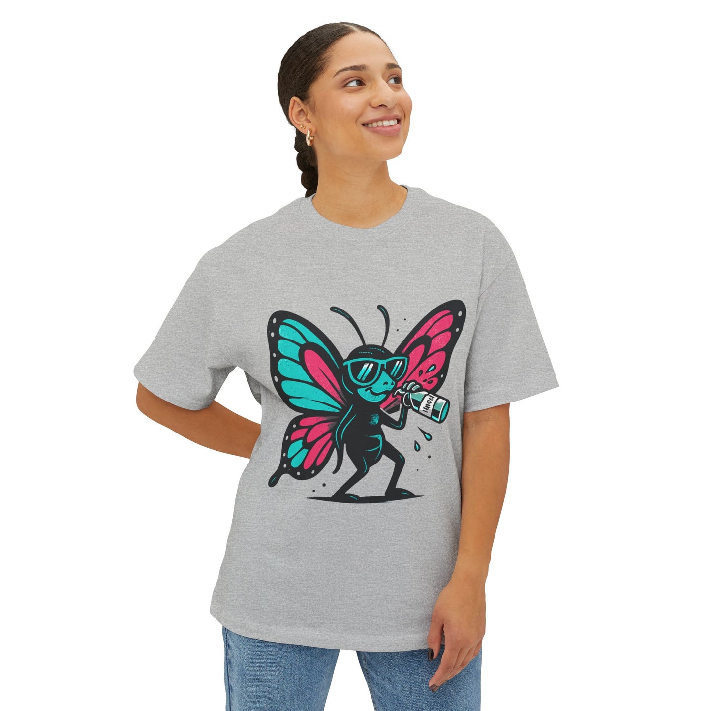 Cool Butterfly Graphic Boxy Tee - Unisex Oversized T-Shirt, Casual Wear, Summer Style, Festival Outfit, Gift for Nature Lovers