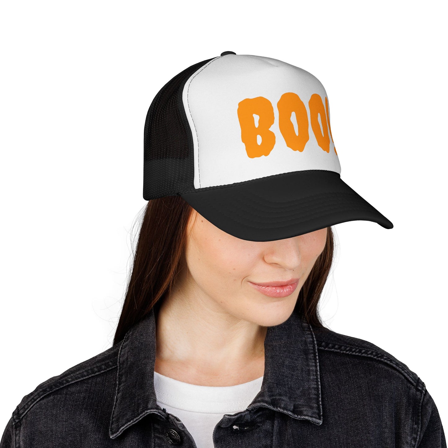 Halloween Trucker Cap, Fun Boo Hat for Fall Festivities, Spooky Costume Accessory, Perfect for Parties & Trick-or-Treating