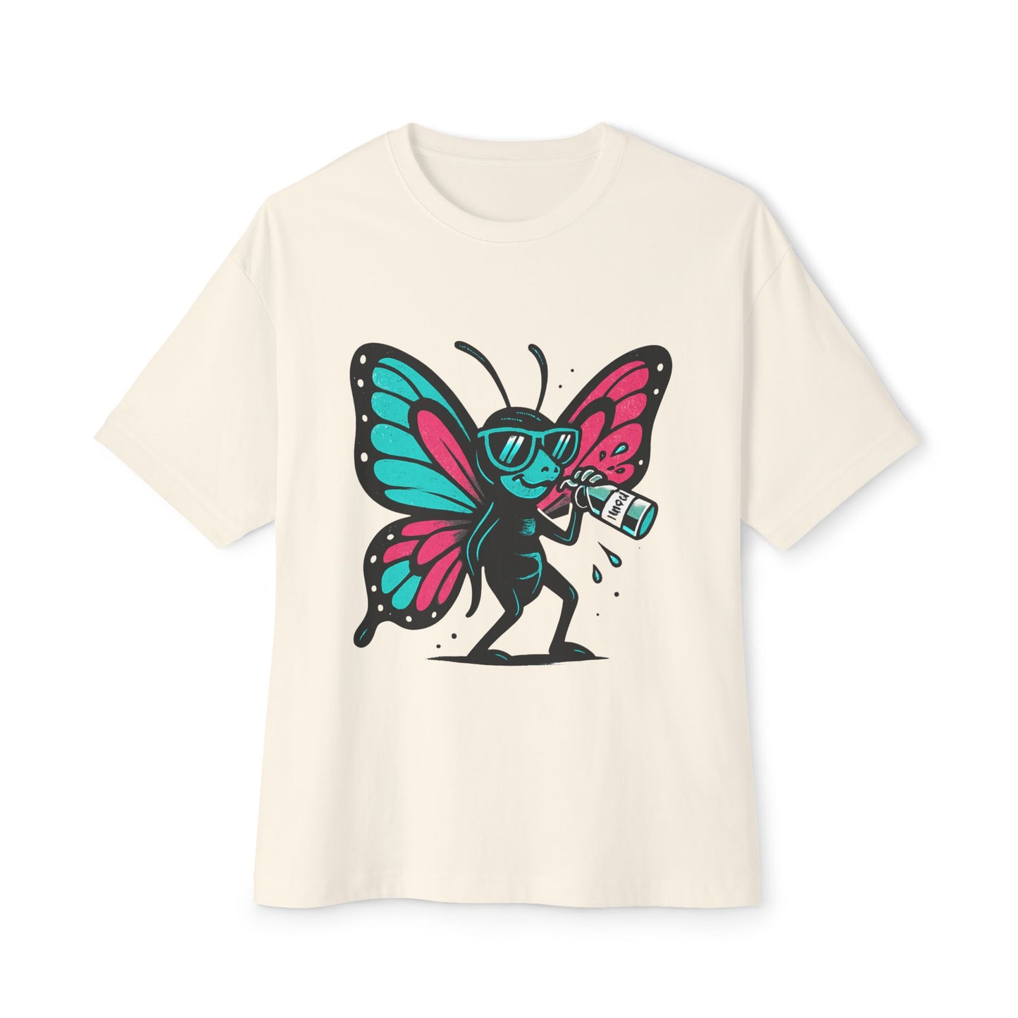 Cool Butterfly Graphic Boxy Tee - Unisex Oversized T-Shirt, Casual Wear, Summer Style, Festival Outfit, Gift for Nature Lovers