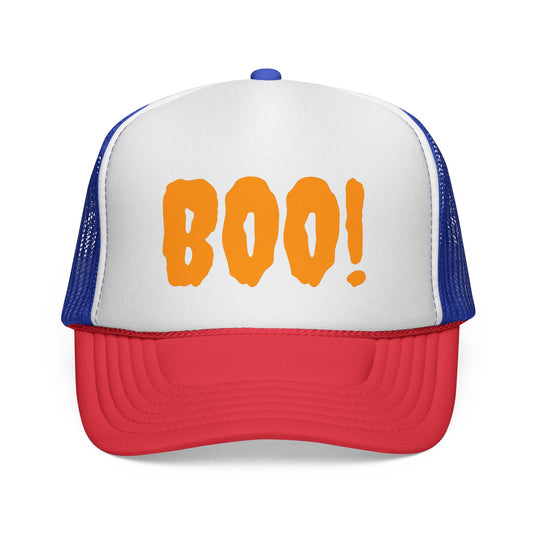 Halloween Trucker Cap, Fun Boo Hat for Fall Festivities, Spooky Costume Accessory, Perfect for Parties & Trick-or-Treating
